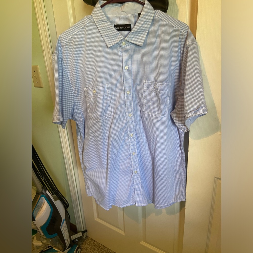 Mb Studio shirt blue and white small checkered, size x large